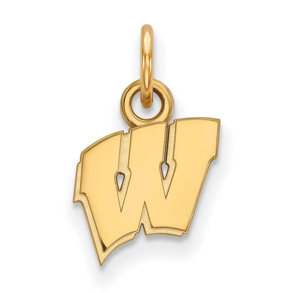 14k Gold Plated Silver U. of Wisconsin XS (Tiny) Initial W Charm